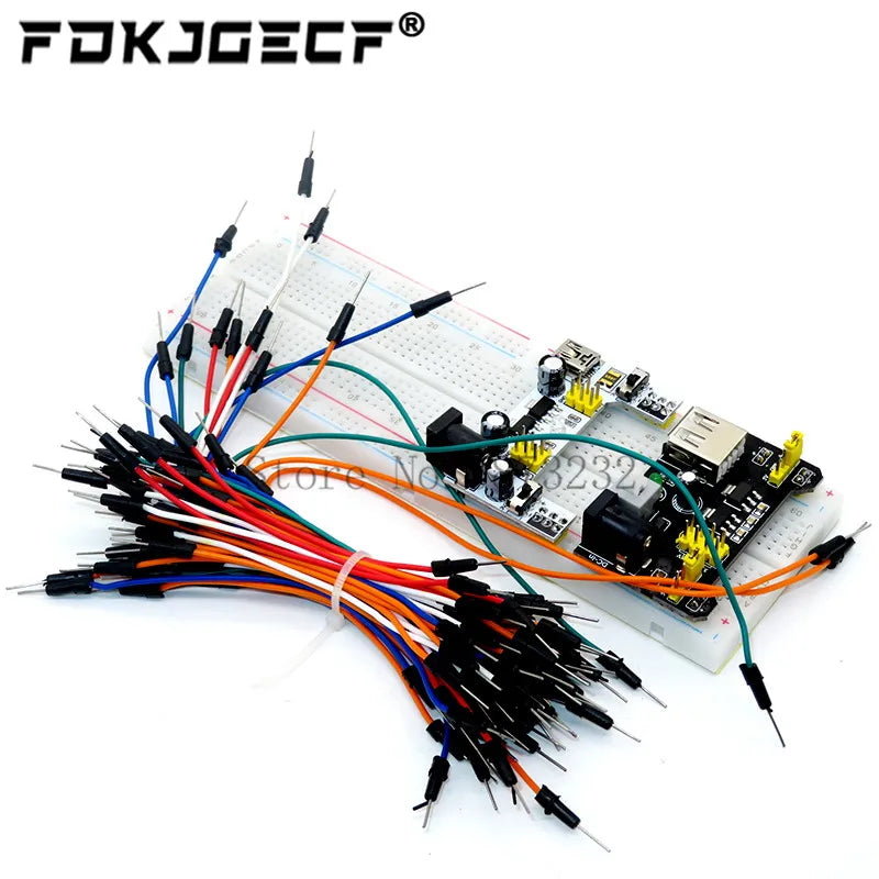 3.3V/5V MB102 Breadboard power module + 65 jumper wires + MB-102 830 points Prototype Bread board for arduino kit