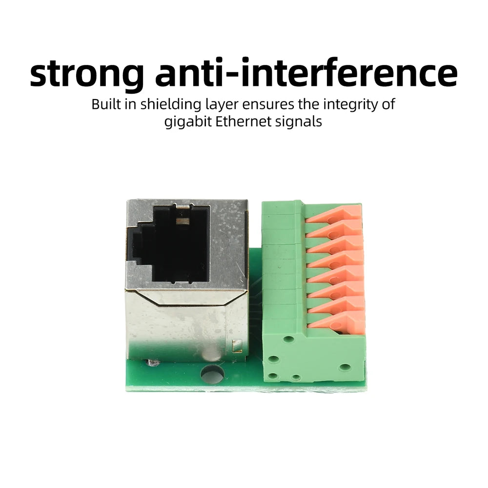 Solderless RJ45 Terminal Block DIN Rail Mount Gigabit Shielded Ethernet Breakout Board FR4 Material For PLC Security Monitoring