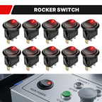 FILN 10Pcs 12V 24V 110V 220V Round Rocker Switch 3 Pin ON OFF LED Lighted Car Dash Boat Marine RV SPST Toggle Switch
