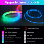 USB WS2812B WS2811 Round Reticulate Neon LED Strip DC 5V 360 Degree Addressable Bluetooth RGBIC Flexible Silicone Tape IP67 Rope