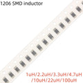 50PCS 1206 SMD Inductor 1uH/2.2uH/3.3uH/4.7uH/10uH/22uH/100uH