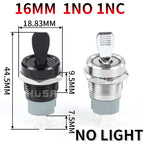 16MM  Self-locking ON-OFF Slide Power High Current Metal Toggle Switch Waterproof Push Button 2 Positions 1NO1NC Illuminated Led