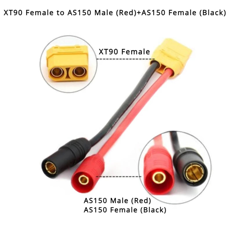 AS150 XT150 Male/Female To XT60 XT90 Plug DC Power Conversion Cable Connector 10AWG Silicone Wire Suitable for RC Batteries