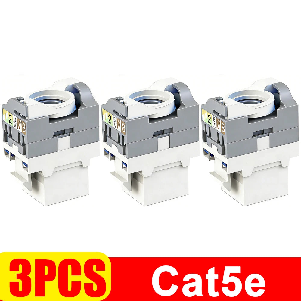 5/3/1PCS RJ45 Cat6 Keystone Jack Module Connector No Punch Down Tool Required Module Coupler Network Cat5e Cat6A Adapters