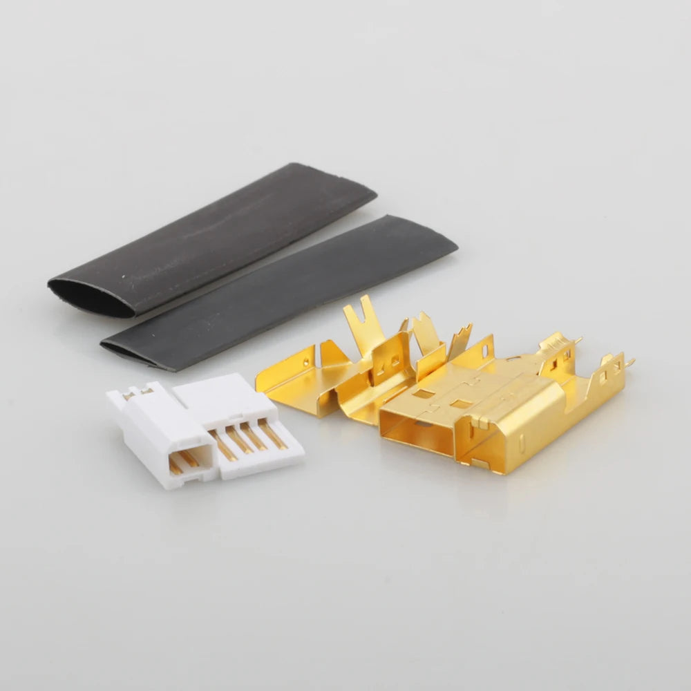 Hi-End Gold Plated USB A To B Connector Type A-B Plug DIY HiFi USB Cable Replacement Audio Grade USB Wire Repair Spare Parts