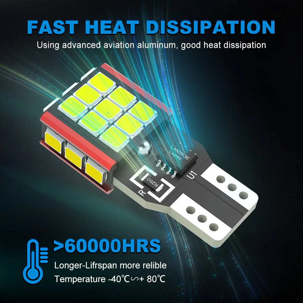NAO T15 W16W LED CNABUS Bulb No Error T16 15W 1500LM 921 30SMD 3030 Super Bright Car Backup Light White 12V Auto Reverse Lamp
