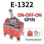 Toggle Switch SPST DPDT 250V 15A 2 3 Position Latching ON-OFF ON-ON ON-OFF-ON E-1322 1021 1122 1121 1221 1321 Cap Waterproof