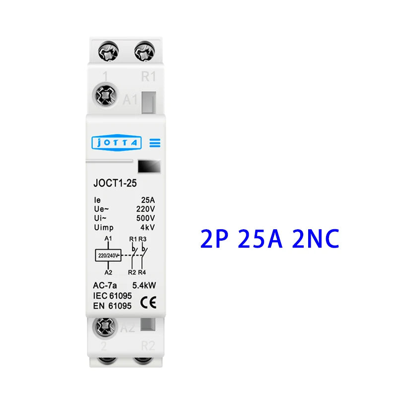 2P 16A/20A/25A  220V/230V 50/60Hz Din Rail Household AC Contactor 1NO 1NC/2NO/2NC For Smart Home