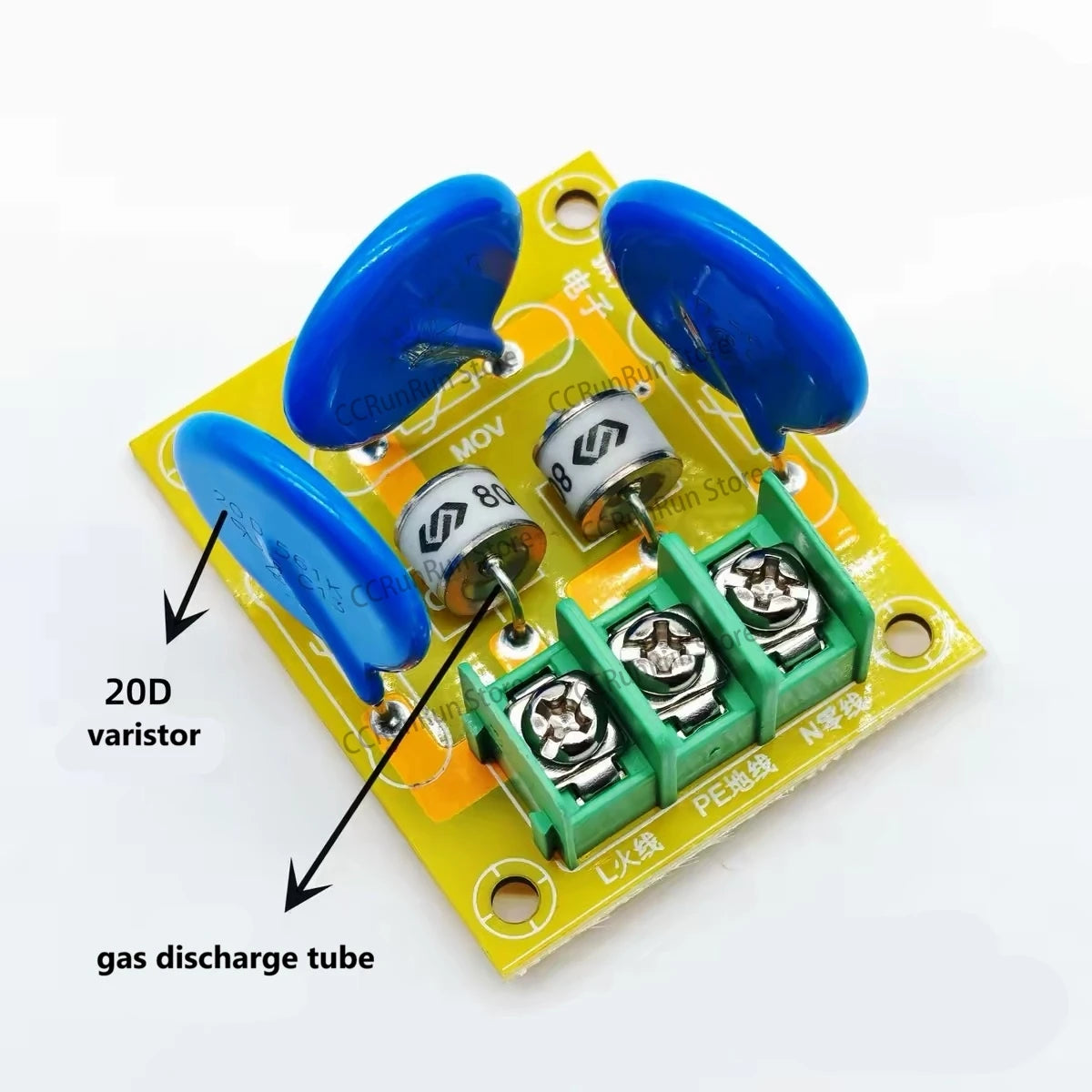 AC Power Surge Protector with Gas Discharge Tube & Varistor for Lightning & Overvoltage Protection - Size 48x38x28mm 1PC