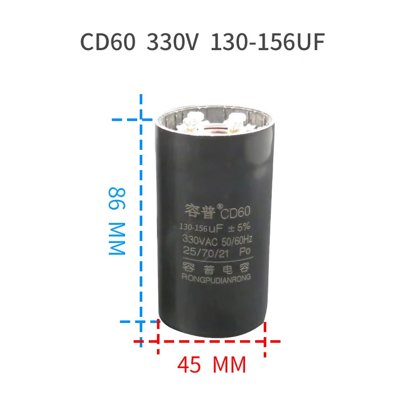 CD60 Refrigerator Freezer Compressor Starting Capacitor 330V 330VAC 53-64UF 72-88UF 108-130UF 145-175UF 161-193UF 189-227UF