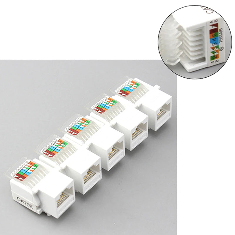 10Pcs RJ45 CAT5e Ethernet Network Keystone JackClip Module Wall Plug Connector-F(x)