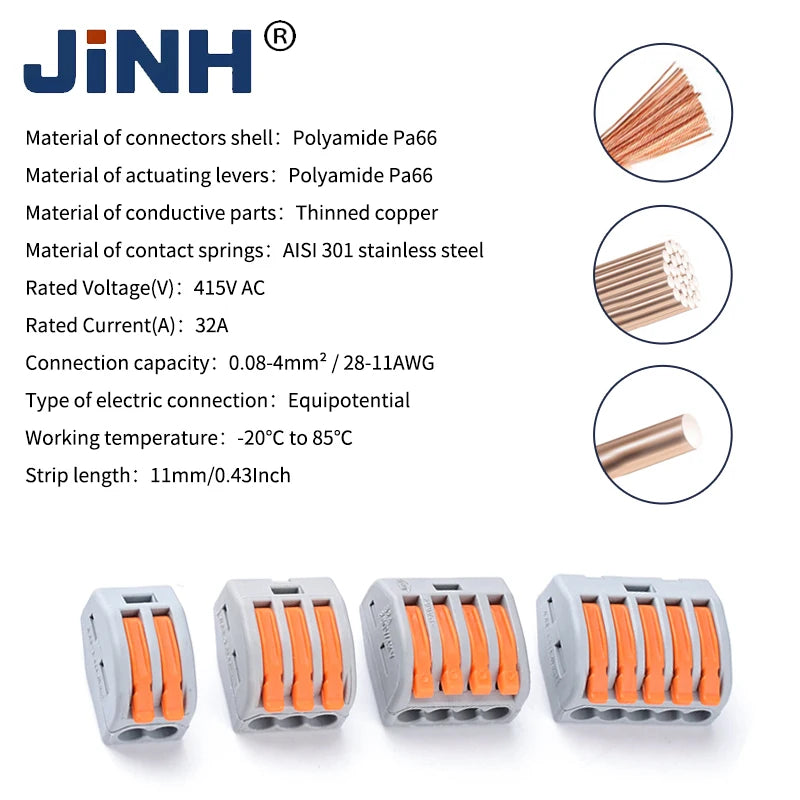 43Pcs Boxed Eletrical Mini Quick Lever Wire Connector 1 In Multiple Out Compact Splicing Termianl Block Easy For Installation