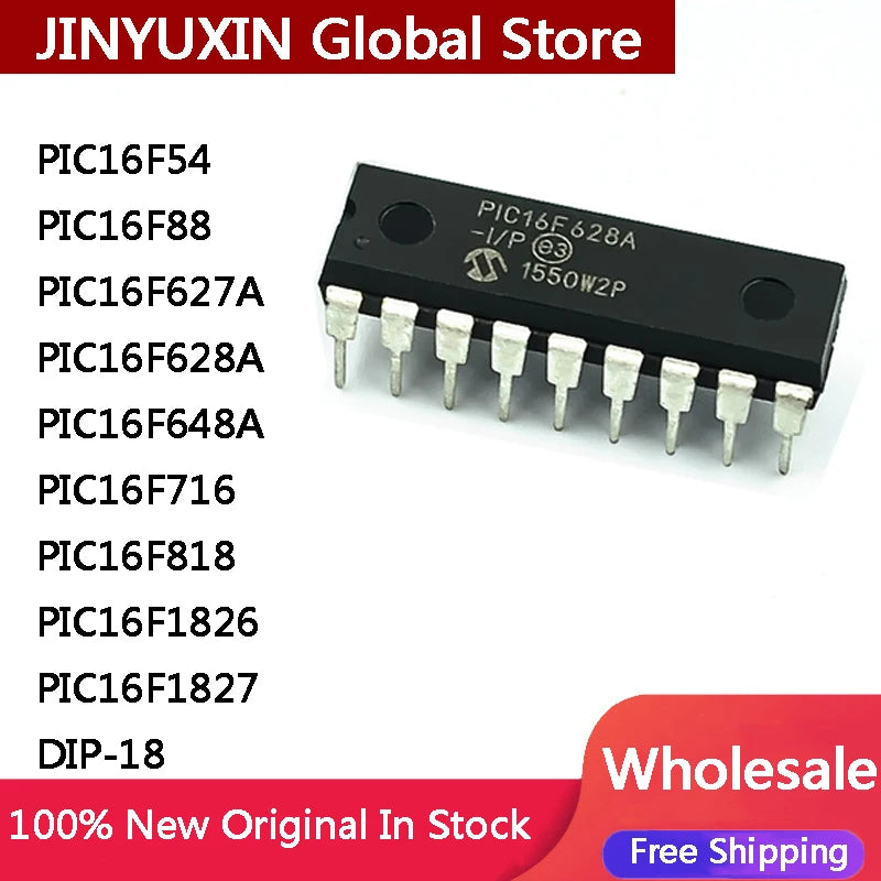 5Pcs PIC16F54 PIC16F88 PIC16F627A PIC16F628A PIC16F648A PIC16F716 PIC16F818 PIC16F1826 PIC16F1827 -I/P DIP-18 IC Chip In Stock