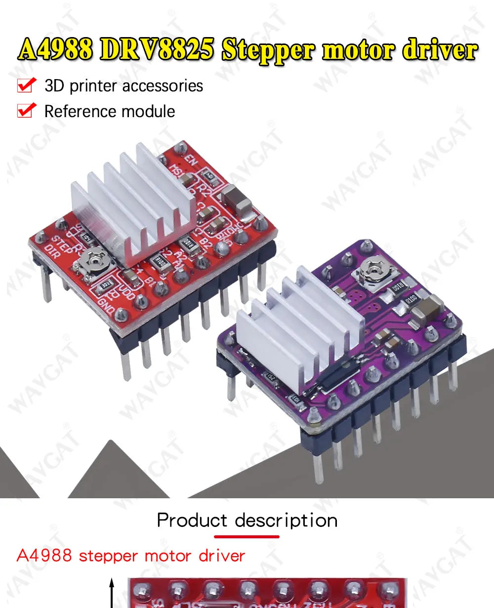 3D Printer Parts StepStick DRV8825 A4988 Stepper Motor Driver With Heat sink Carrier Reprap MKS GEN V1.4 board