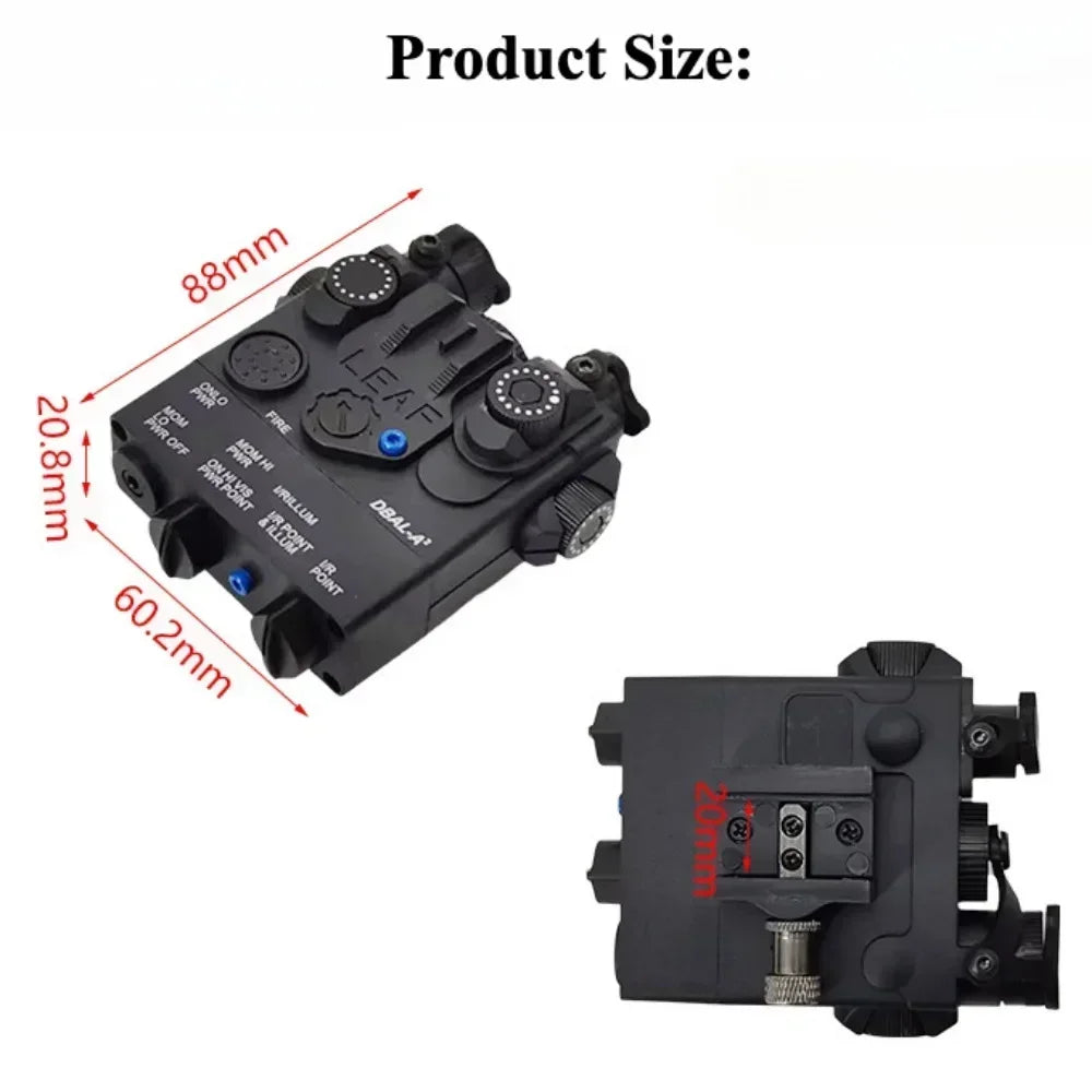 20mm Rail Mount DBAL-A2 Device, Red Green Laser Aiming Indicator, Portable White LED Flashlight for Outdoor Toys