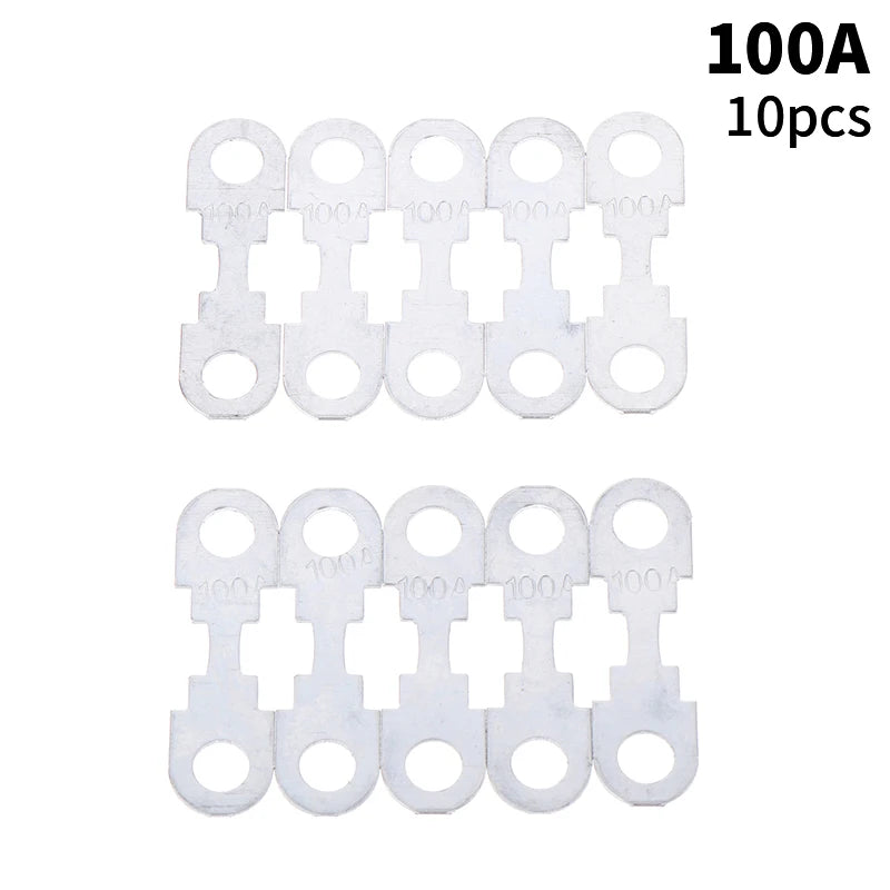 New 10Pcs 30A-150A 32VDC Small Fuse Sheet Automotive Car Flat Zinc Sheet For Car Fuse Round Hole Insert Fuse Auto Parts