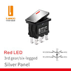 LANBOO 14mm*9mm Series 7Amp High Current Rocker Switch ON-OFF-ON 2/3Position 4/6Pin KCD1  With Red/Green Light  12V24V220V