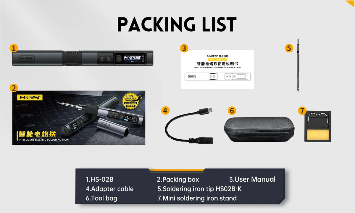 FNIRSI HS-02 Smart Electric Soldering Iron 100W 450° Adjustable Constant Temperature Portable Digital Soldering Station Welding