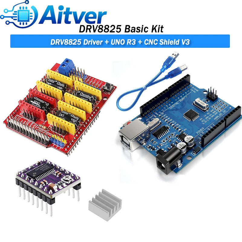 A4988 DRV8825 TMC2209 TMC2209 V20 Driver Kit with UNO R3 and CNC Shield V3 for CNC Machine and 3D Printer Optional Limit Switch