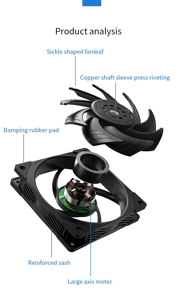 TEUCER T30 CPU Cooler Fan 2150RPM 4PIN PWM 12cm Computer Case Cooling System Fan S-FDB Bearing Silent PC Gamer CPU Cooler 120mm