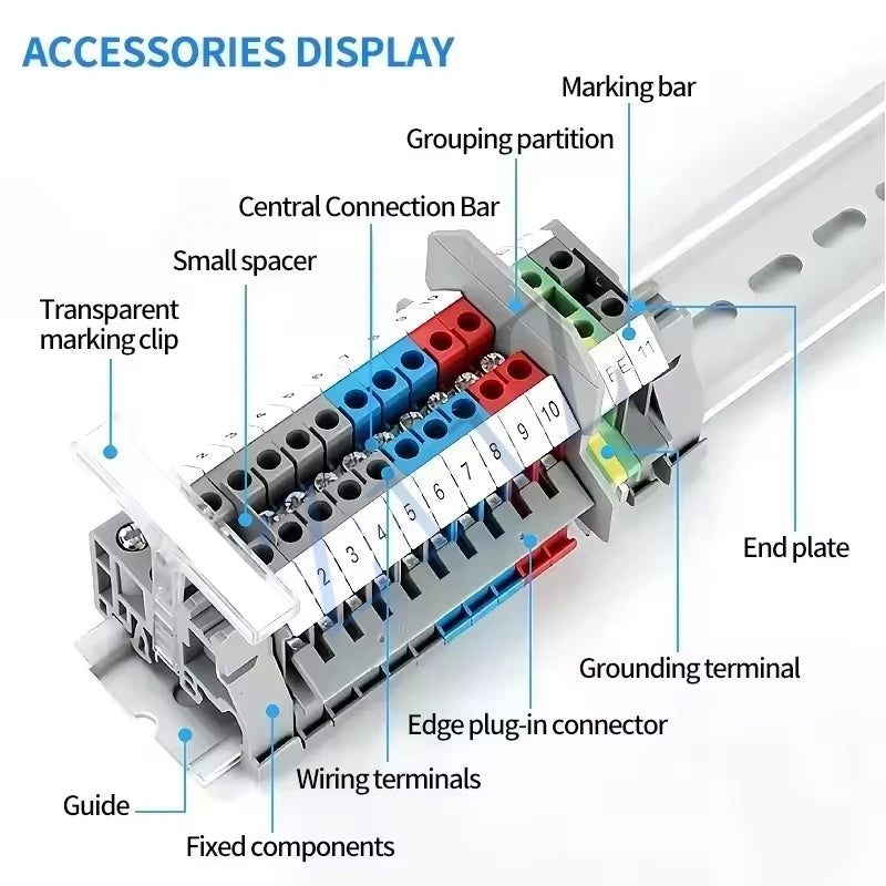 10Pcs UK 2.5 Terminal Block UK2.5B Screw Connection Connect Strip 2.5B 2.5mm² Cable Electrical Din Rail Wire Connector ZiiZ