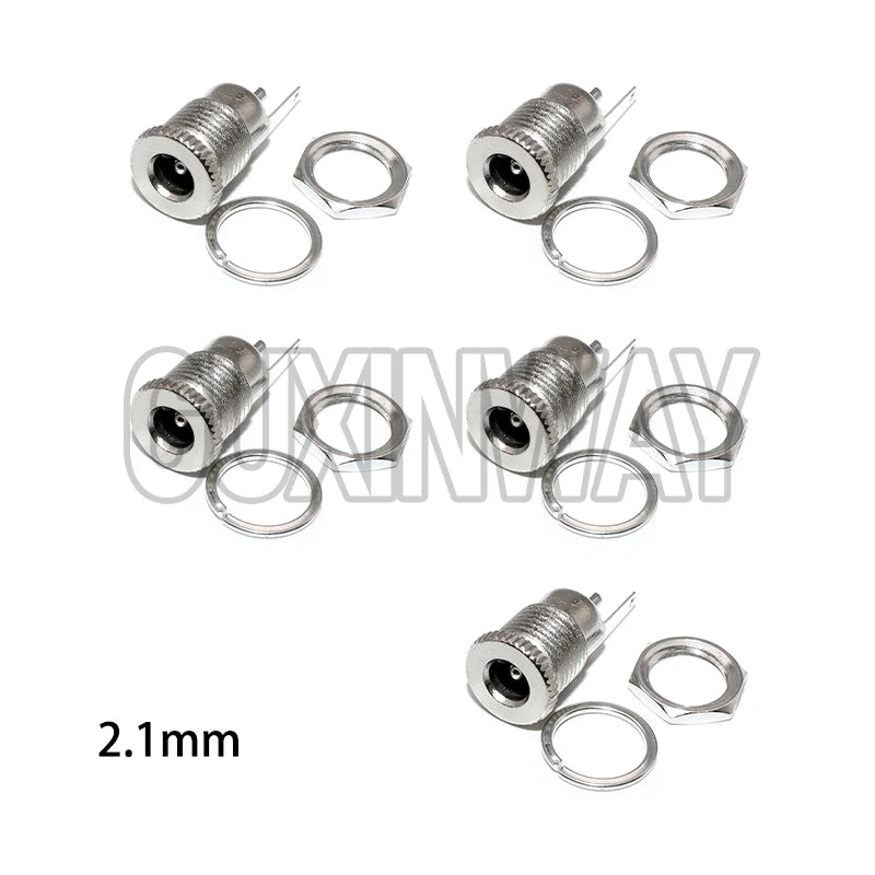 5PCS DC099 5.5 mm x 2.1mm DC Power Jack Socket Female Panel Mount Connector Metal DC-099 Open Hole 11MM 5.5*2.1 5.5*2.5
