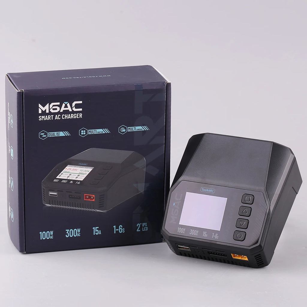 ToolkitRC M6AC 15A 300W Multifunctional LiPo Battery Charger Smart 1-6S Balance for RC Models - High Power RC Accessory