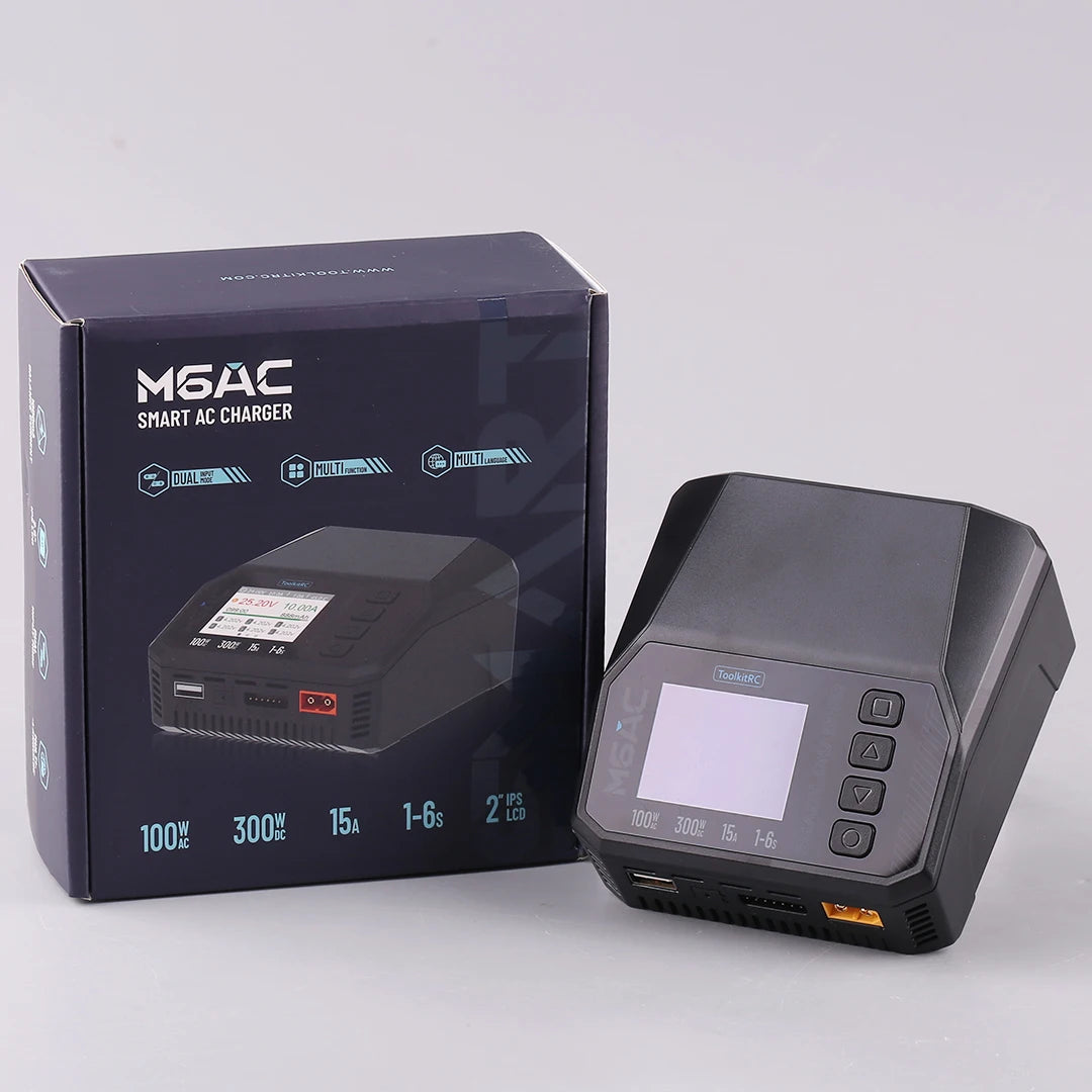 ToolkitRC M6AC 15A 300W Multifunctional LiPo Battery Charger Smart 1-6S Balance for RC Models - High Power RC Accessory