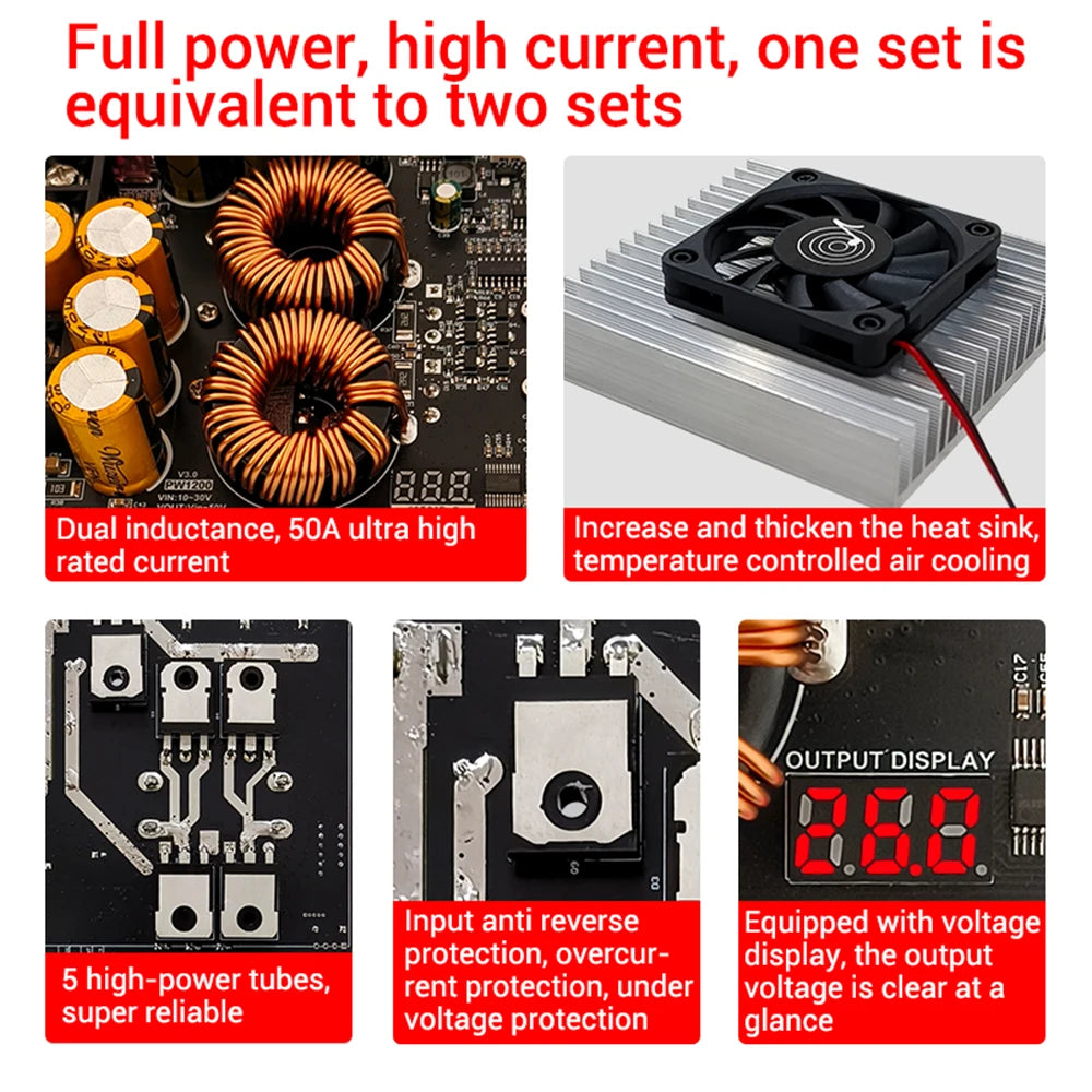 1200W 50A High Current Boost Power Module Dual Inductor Sufficient Power Audio Amplifier Dedicated Power Supply PW1200