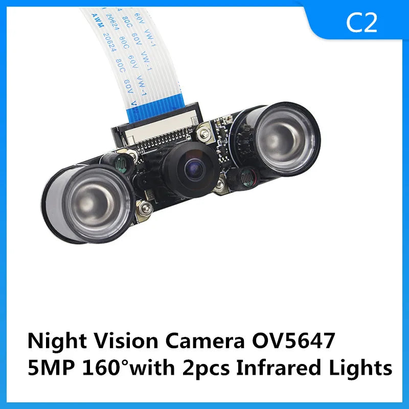 Raspberry Pi 4 Camera 5MP 1080P Night Vision Fisheye IR-CUT Camera Infrared Light OV5647 Webcam for Raspberry Pi 4B 3B+ 3B Zero