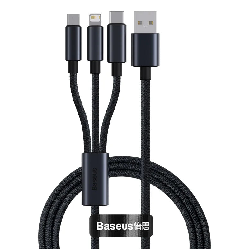 Baseus 3 in 1 USB Cable Type C Cable For Samsung Xiaomi Mi 9 Huawei Cable For iPhone 13 12 11 Phone Charger Micro USB Data Cable