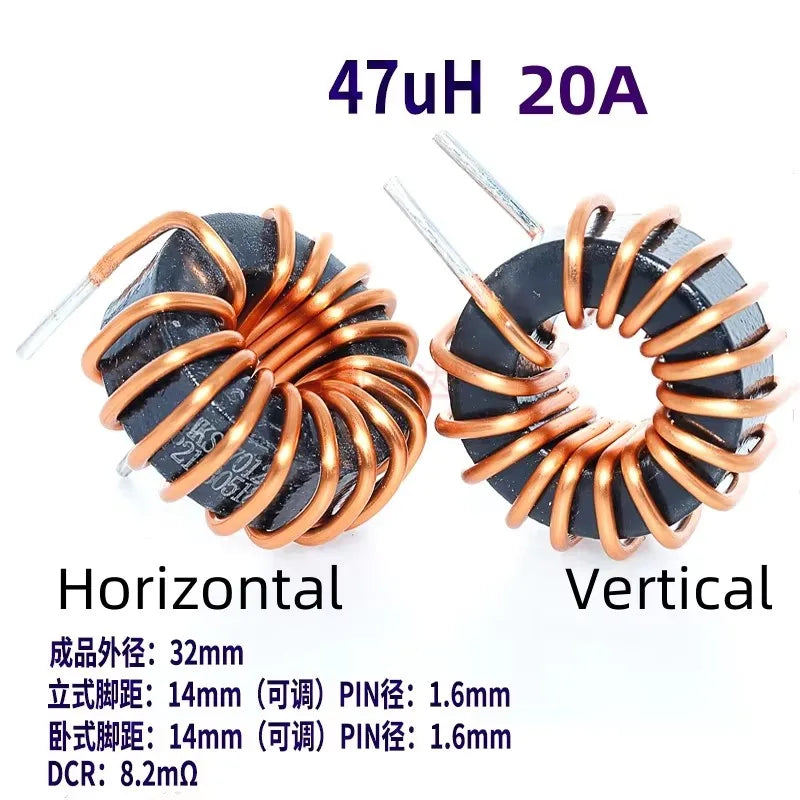1Pcs High Current Magnetic Ring Inductor 106125-10uH 22uH 33uH 47uH 68uH 100uH Energy Storage Inductor Ring Inductor Choke Coil