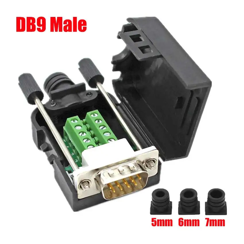DB9 DB15 DB25 Connector D-SUB 9 15 25 Pin Male Female Plug RS232 RS485 Breakout Terminals 21-24 AWG Wire Solderless Connectors