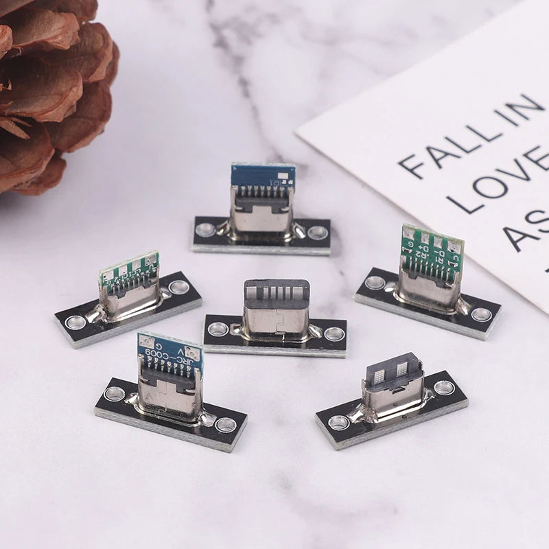 5Pcs New USB 3.1 Type C Socket With Screw Fixing Plate Type-C USB Jack 3.1 Type-C 2Pin 4Pin Female Connector Jack Charging Port