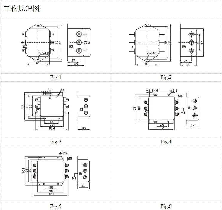 380V/440V/50A Three-phase Power EMI Filter AN-50C12GB/ET-50C12G3B