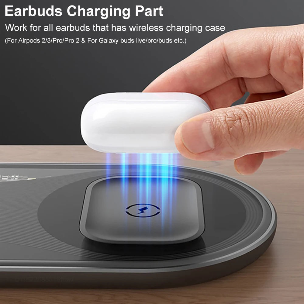 Wireless Charger Pad 3 in 1 for iPhone 17 16 15 Pro Max Fast Dual Wireless Charger for Samsung S25 S24 S23 Xiaomi Charging Pad