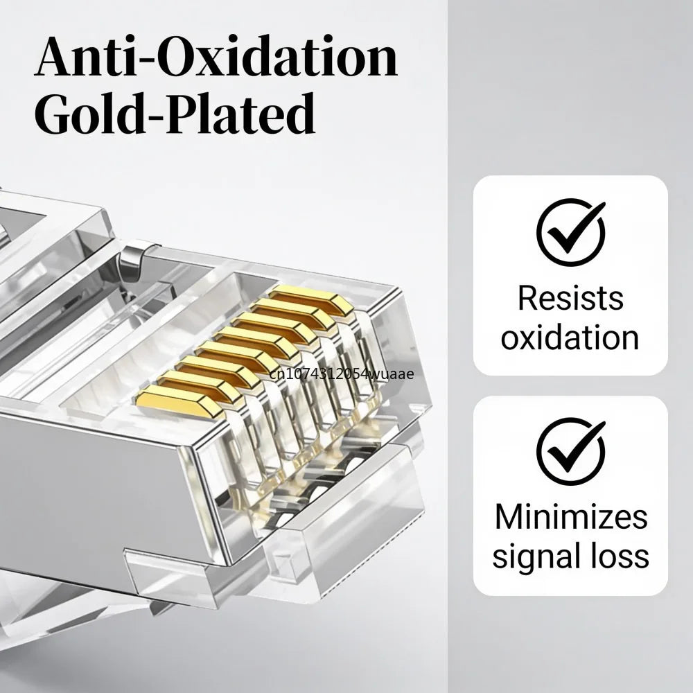 10/50/100Pcs Pass Through RJ45 Cat6 Shielded Connectors Crystal End Gold-Plated 8P8C Crimp UTP Ethernet Modular Plug