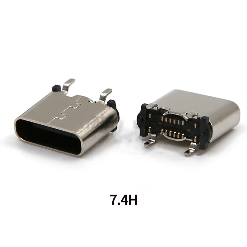 2pcs USB TYPE-C16P Female Socket 180 Degree Vertical USB C Type C 4 Legs SMD DIP Charging Port Connector 5.5mm 6.4mm 6.5mm 7.4mm