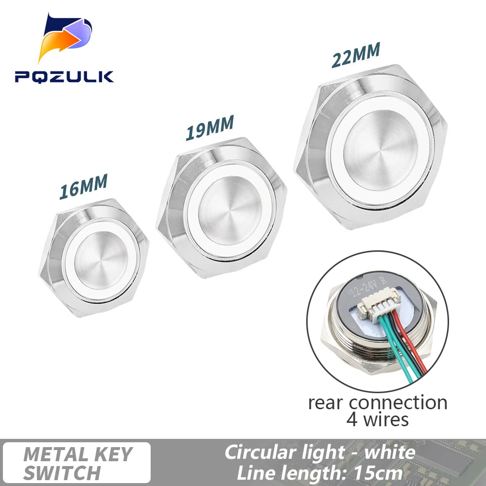 Ultra Short Push Button Switch Waterproof 16/19/22mm 12V 24V led light Momentary Self-reset Wiring Buttons without fixation