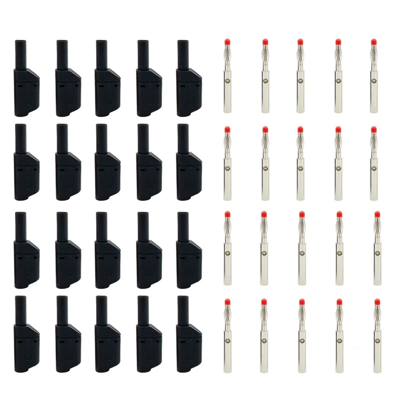 20Pcs Retractable Sheath Stackable 4mm Banana Plugs Nickel-plated Lantern Plug  Solder Banana Plug Connector with Sheath