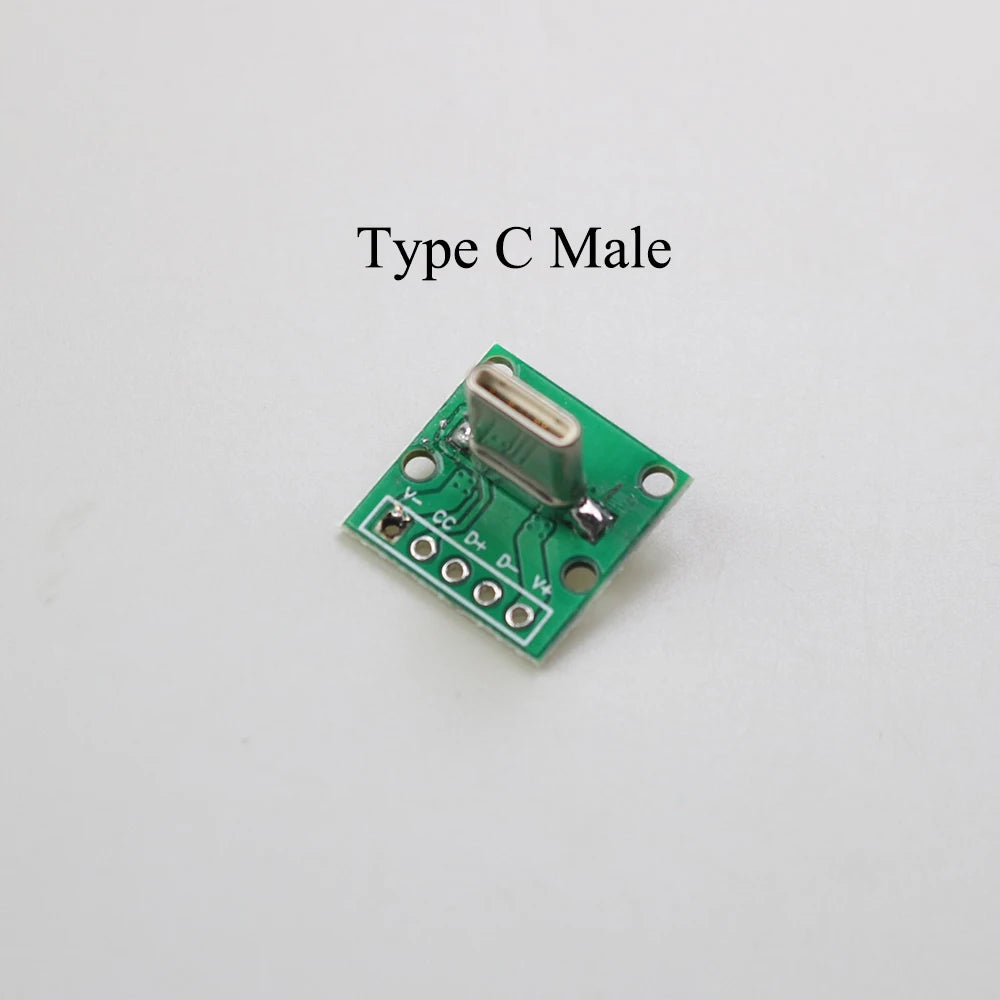 1PCS Data Charging Cable Jack Test Board with Pin Header 90 Degree Micro Mini USB Type C 2Pin USB 3.0 2.0 Female Male Connector