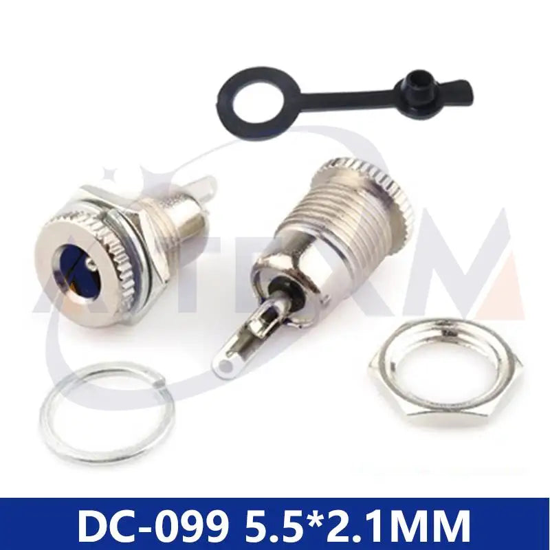 10PCS DC099 5.5 mm x 2.1mm DC Power Jack Socket Female Panel Mount Connector Metal DC-099 Open Hole 11MM 5.5*2.1 5.5*2.5 YANXD