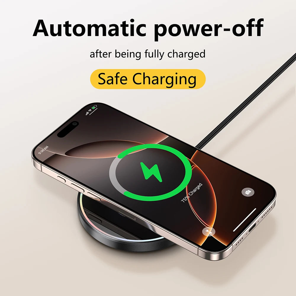 25W Magnetic Wireless Charger Compatible with Apple iPhone 17/16/15, Samsung, Xiaomi Phones, Car, Bedside, Desktop Wireless Indu