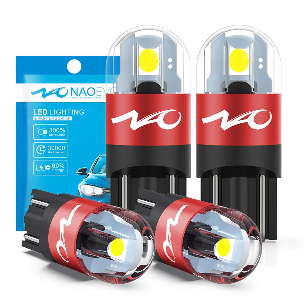 NAO W5W LED Car T10 Bulb 5W5 Auto Interior Light 3030 SMD 12V 24V Automobiles Side Signal Lamp 168 194 Clearance Lighting White