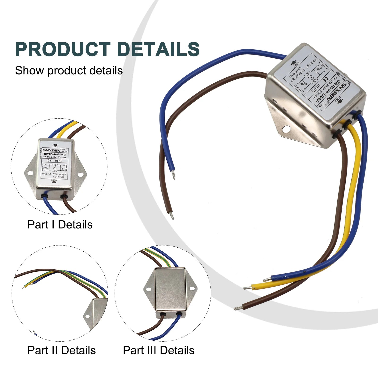 Power Filter Line Audio Purifier CW1BL AC 250V AntiInterference Designed for Electrical and Household Equipment Rated 3A 6A 10A