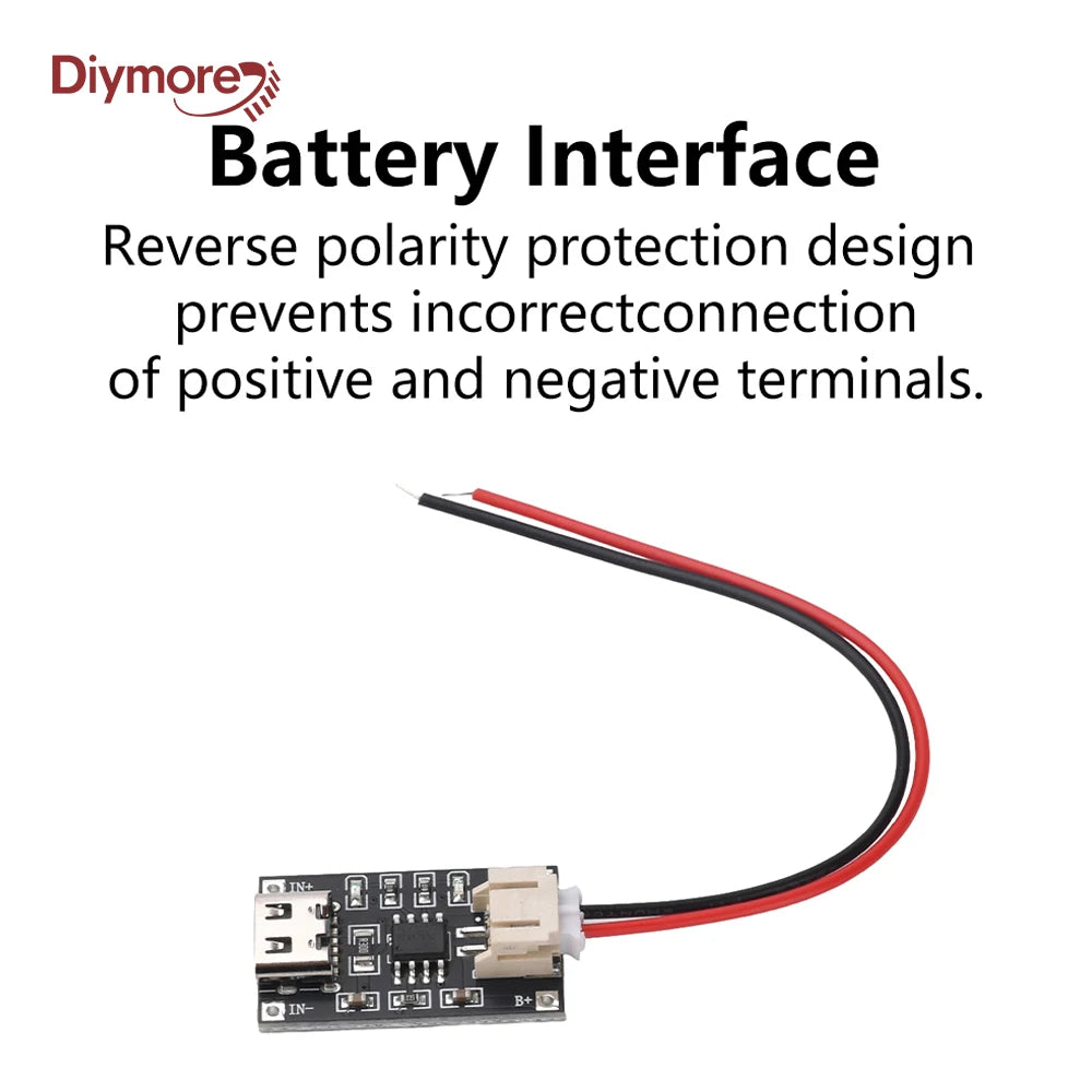 TP4056 3.7V Lithium Battery Charging Module 1A USB Type C Port PH2.0 Terminal Overcurrent Protection Board Detector Module