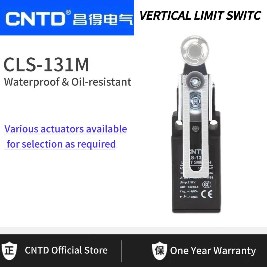 CNTD CLS-131M Limit Switch IP65 Waterproof Oilproof 1NO 1NC Snap Action 6A AC250V 0.3A DC220V Dual Circuit Long Life Compact