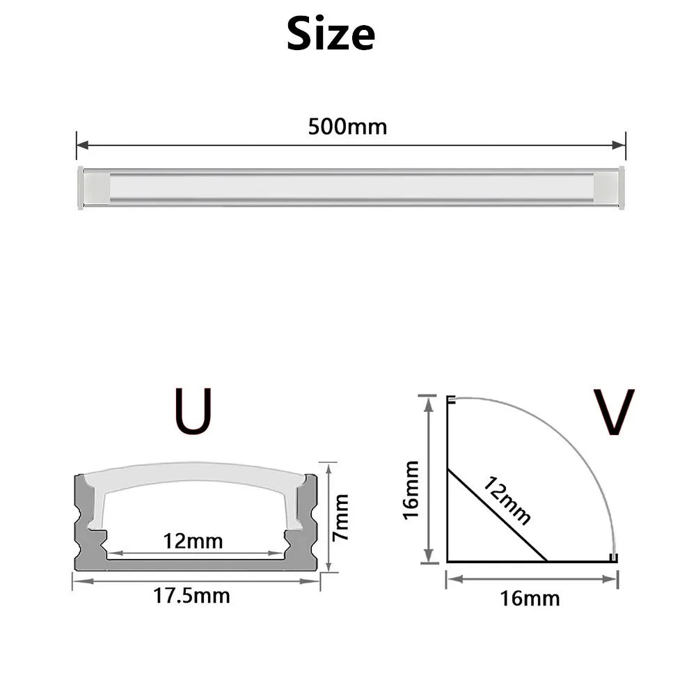 1-20pcs LED Rigid Strip DC12V 50CM 20 inch SMD5730 36LEDs U/V-Shaped Flat LED Aluminum Channel Rigid Strip for Indoor Lighting