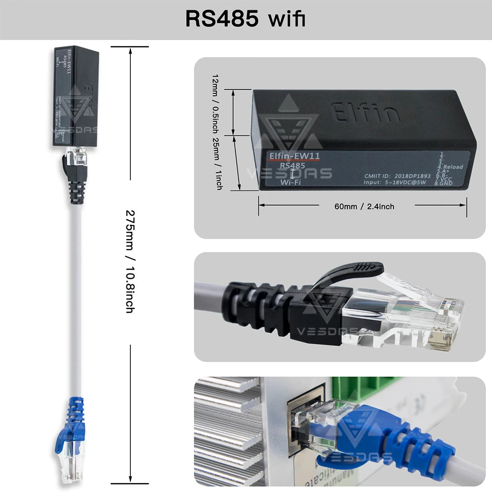 EW11A Wireless RS485 WIFI Modem Communication Parts  For 3000W 2400W 2000W 1200W Hybrid Wind Solar Charge Controller Regulator