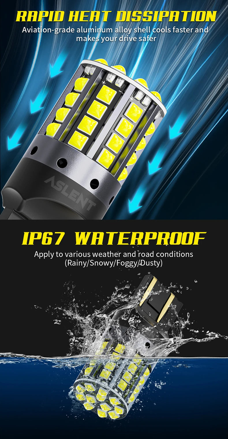 2pcs Car LED Lights BA15S P21W 1156 BAU15S PY21W 1157 BAY15D 44*3030SMD Canbus Front Tail Turn Signal Lamps 7440 7443 W21/5W 12V